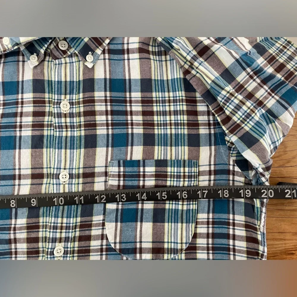 J. Crew Indian Madras Plaid Shirt Men's Size M Long Sleeve Slim Fit Button Up